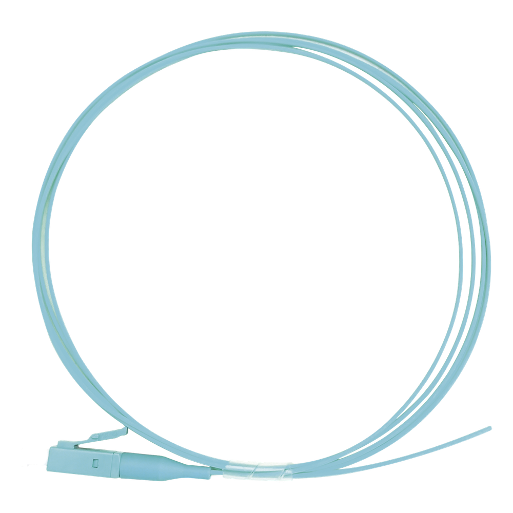Pigtail de Fibra Óptica Simplex LC, PVC, OM3 50/125, Aqua, 1 Metro (3.28 Pies)