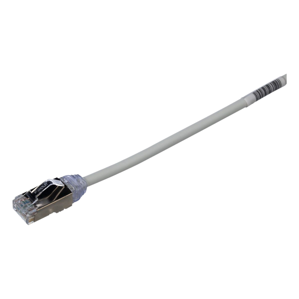 Patch Cord Cat6A, Diametro Reducido 28 AWG, Blindado S/FTP, CM/LS0H, 15 Metros (49.21 Pies), Color Gris