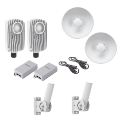 Kit de 2 radios C6X con 2 antenas de (25 dBi), rango de frecuencia extendida (5.1 a 6.4 GHz),  incluye inyector POE, cable de alimentación y 2 FLEXIMOUNT-XL para alineación
