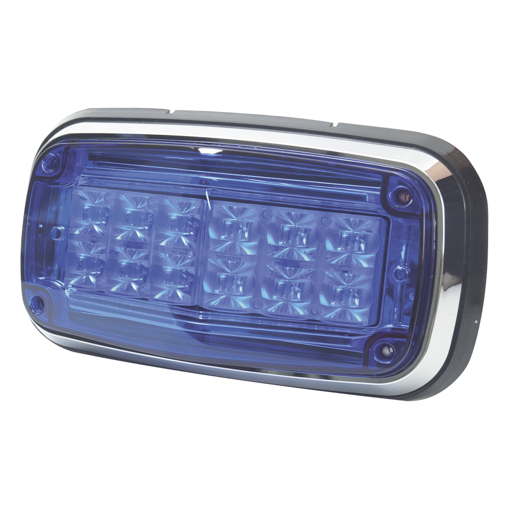 Luz de advertencia 8 X 4", Color Azul, IP67, SAE, Ideal para Ambulancias