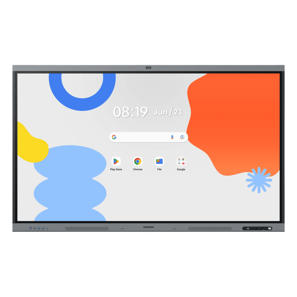 Pantalla Interactiva WAFX-P Series 75" 4K UHD 3840x2160 / Android 15 EDLA / Octa-core CPU / 48MP Cámara Integrada / 8 Micrófonos Far-Field / 50 Puntos Touch IR / WiFi 6 / 16GB RAM / 128GB Storage