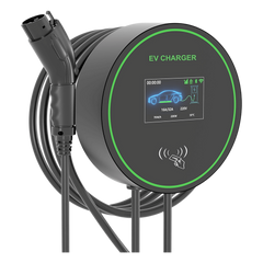 Estación de Carga para Vehículos Eléctricos / 48 A / 11.5 kW / Conector Tipo 1 (SAE J1772) / 220-250 V Monofásico / Pantalla LCD 4.3 in (10.9 cm) / Cable TPU 5 m (16.4 ft) / Plug and Play / APP Móvil / RFID / Carcasa Alu
