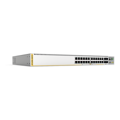 Switch inteligente de distribución o core, Stackeable, Capa 3, 24 x 1000 Mbps + 4 x SFP+ 10 G, Doble fuente de alimentación redundante