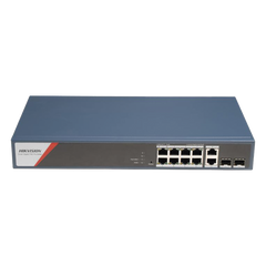 Switch Gigabit PoE+ / Administrable / 8 Puertos 1000 Mbps PoE+(4 Puertos PoE++ 90 W) / 2 Puertos 1000 Mbps de Uplink / 2 Puertos SFP / Configuración Nube Hik-PartnerPro / Modo Extendido hasta 300 Metros / 130 W