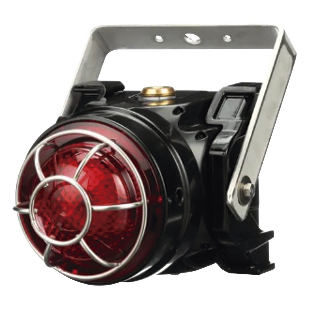 Baliza LED para Ubicaciones Peligrosas / 120-240 VCA / Montaje Trunnion Ex d / Lente Roja de Bajo Perfil / 8 Patrones de Parpadeo / IP66 / Certificación ATEX-IECEx-cULus