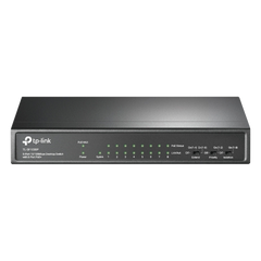 Switch PoE+ No Administrable / De Escritorio 9 puertos 10/100 Mbps / 8 puertos PoE af/at Inteligente / Presupuesto 65 W / Hasta 250 metros