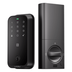 Cerradura Inteligente con Huella Digital LNDU HK01W / WiFi Integrado / Compatible Apple HomeKit / Teclado Táctil / 8 Baterías AA / Escaneo iPhone-Apple Watch-Fob / Bloqueo Manual y Automático / Exterior IP54