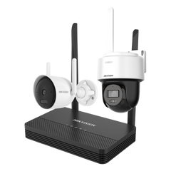 Kit IP Inalámbrico 2 Megapíxel / NVS 4 Canales / 1 Cámara Bala Exterior + 1 Cámara Turret Interior con Lente 2.8 mm y Dual Light / Audio Bidireccional (Micrófono y Bocina) / Soporta Micro SD de 512 GB