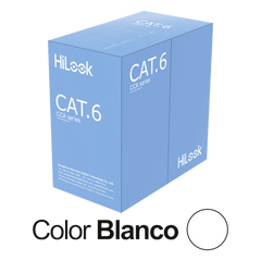 Cable de Red UTP Cat6 / 23 AWG / CCA / ANSI-TIA-568.2-D / RoHS 2.0 / CPR Fca / 305 Metros (1000 Pies) / PVC Blanco / Resistencia a la Tracción y Compresión / Operación -20°C a 70°C / Interior