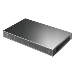 Switch Omada / 8 Puertos Gigabit  / 4 Puertos PoE+ 802.3at/af / Presupuesto PoE 62 W / 30 W por Puerto / Gestión Cloud Omada / L3 Static Routing / Sin Ventilador / Metal