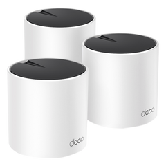 Kit 3 Routers Inalámbricos MESH Interior para Hogar / Doble Banda Wi-Fi 6 AX3000 Mbps / 3 Puerto Gigabit WAN/LAN / 2 Antenas Internas / Administración Mediante la App Deco (iOS, Android) / Protección HomeShield