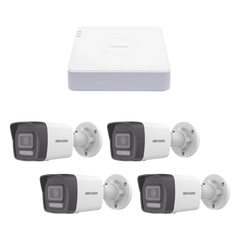 Kit IP 1080p (2 Megapixel) / NVR de 4 Canales con 4 Puertos PoE / 4 Cámaras IP Bala ColorVu Lite y Motion Detection 2.0 / Micrófono Integrado