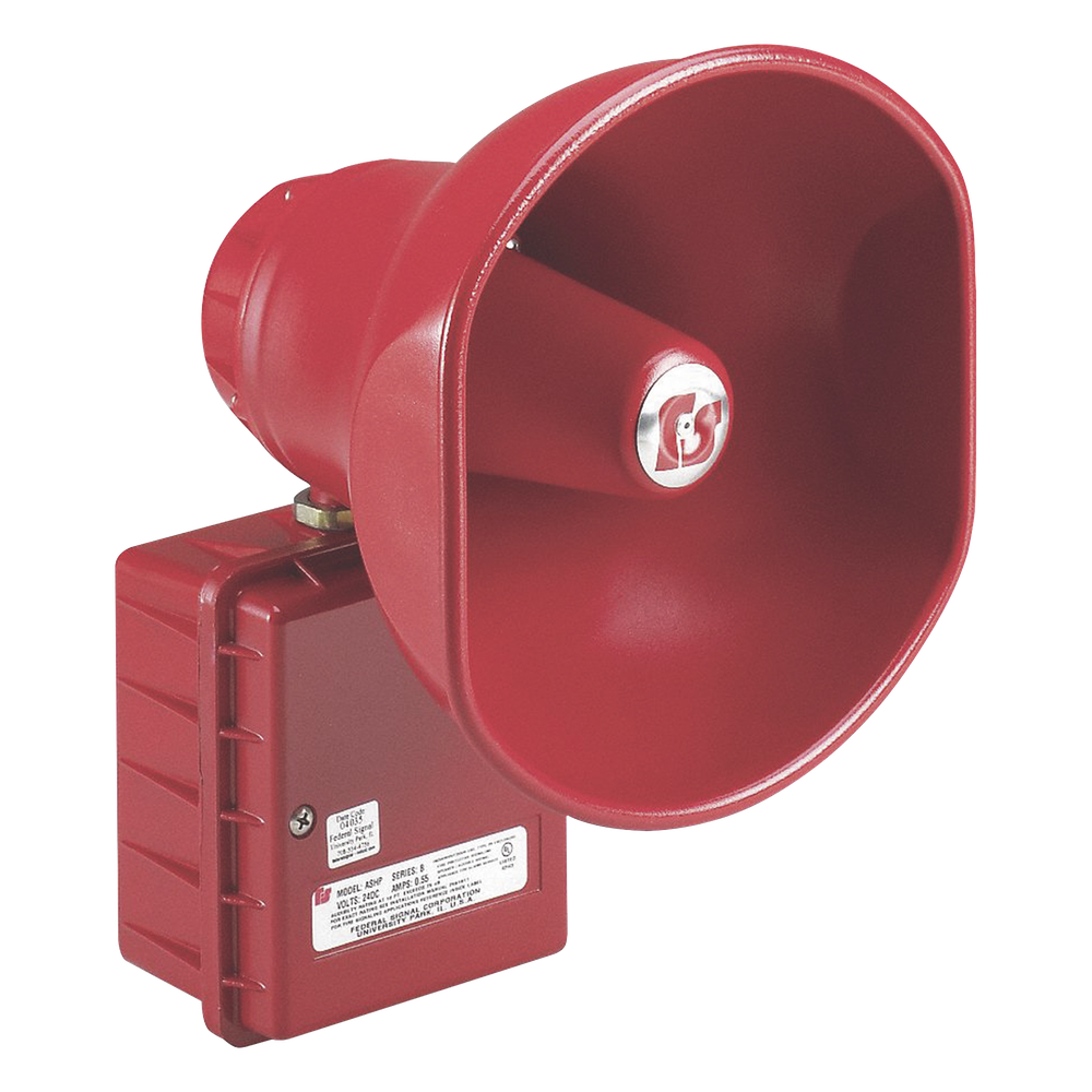 Altavoz amplificado, 30 Watts, Aprobado por CSFM y Listado contra incendios UL, 24 VCD, Color Rojo