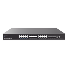 Switch Capa 3 PoE+ Administrable / 24 puertos 10/100/1000 Mbps + 4 Puertos SFP+ de 10 Gigabits / Hasta 360W / Compatible con GWN Cloud.