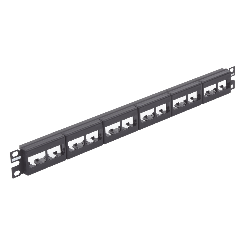 Panel de Parcheo Modular Mini-Com (Sin Conectores), Plano, Sin Blindaje, de 24 Puertos, 1UR