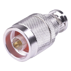 Adaptador en Línea, de Conector N Macho a BNC Macho, Plata/ Oro/ Teflón.