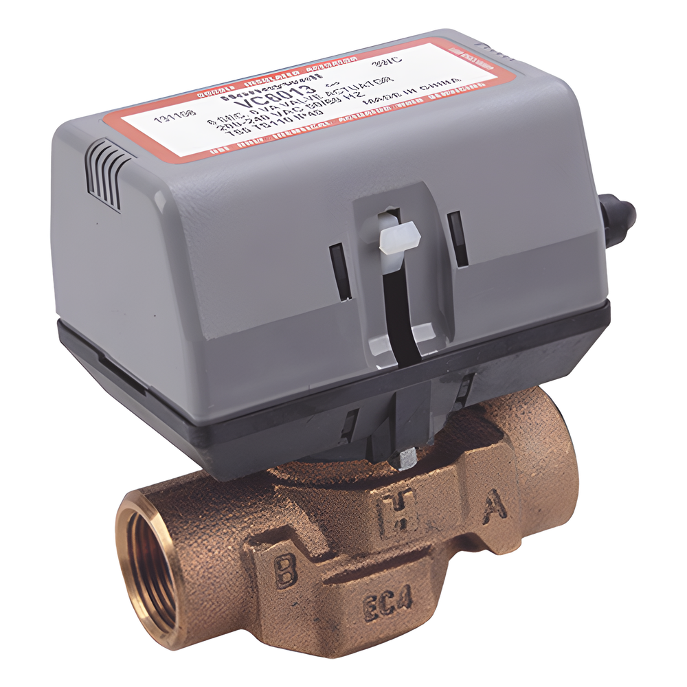 Válvula motorizada de 2 vías con actuador integrado, conexión BSPT de 3/4 pulgada, control on/off, 100-130 VCA