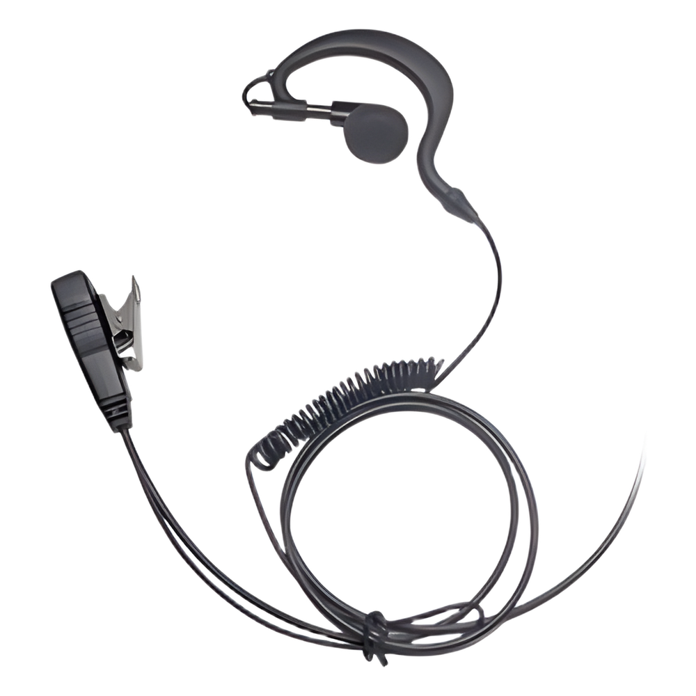 Micrófono-Audífono de Gancho Ergonómico / Cable con Resorte Reforzado con Kevlar / PTT de Solapa / Conector Multipin H02 para Hytera y Telox