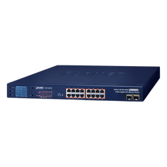 Switch No Administrable PoE+ Extender, Aislamiento VLAN de 16 Puertos Gigabit +, 2 Combo TP/SFP y Pantalla