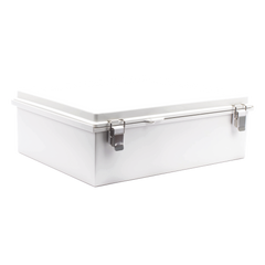 Gabinete de Plástico ABS, Uso en Intemperie IP66 (350 x 460 x 160 mm) Cierre por Broche Inoxidable y Permite Cerrado con Candado y Llave (Perno 5mm) No Incluido