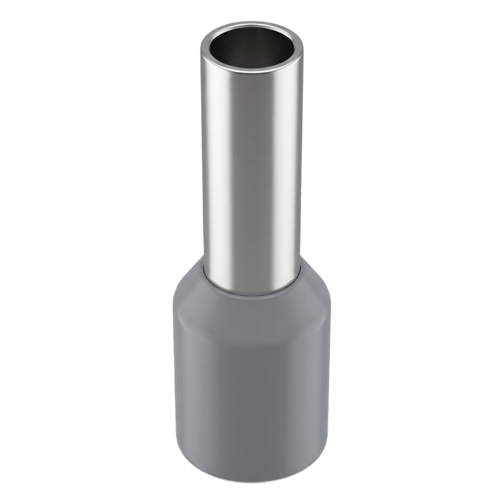 Conector Ferrule | 12AWG  | 4mm²  | Conductor Latón Estañado | Aislamiento PVC Gris | 25 Piezas por Bolsa