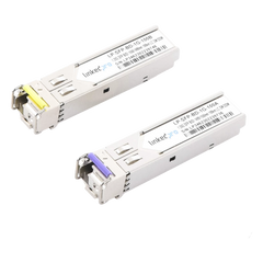 Transceptores Ópticos Bidireccionales SFP (Mini-Gbic) / Monomodo 1490 & 1550 nm / 1.25 Gbps / 1000BASE-BX / Conector LC/UPC Simplex / DDM / Hasta 100 km / 2 Piezas