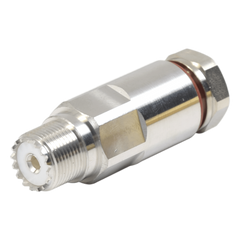 Conector UHF Hembra (SO-239) de Rosca para cable LP-450A, LDF4-50A, Bronce Blanco/ Plata/ Teflón.