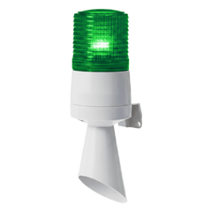 Luz LED con patrones de destello fijo y destellante con buzzer incorporado de alto volumen Máx. 95 dB color Verde 24 VCD