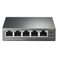 Switch Escritorio No Administrable de 5 puertos 10/100/1000 Mbps / Con 4 puertos PoE 802.3af/at de hasta 65 W / PoE Extendido hasta 250 metros