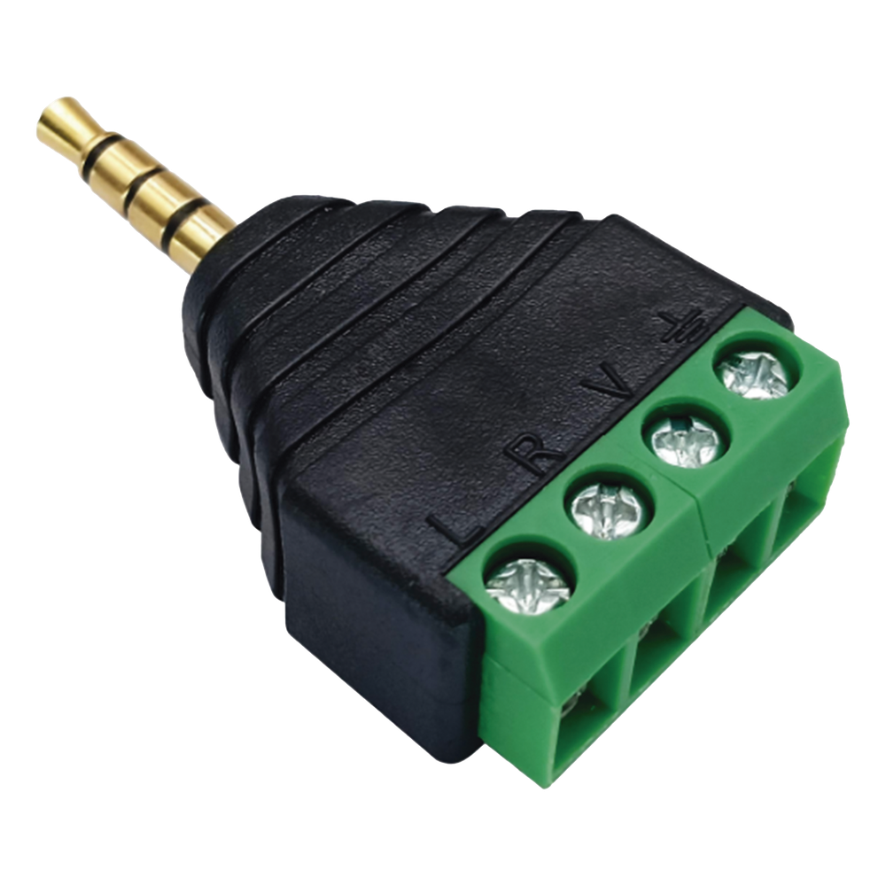 Conector de audio de 3.5mm macho a terminal de tornillo de 4 pines