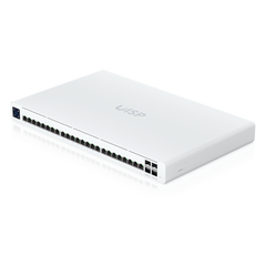 UISP Switch Pro – Switch PoE de 220 W (27 V) con 24 Puertos GbE, 16 Puertos PoE Pasivo 27 V y 4 Puertos SFP+ 10G