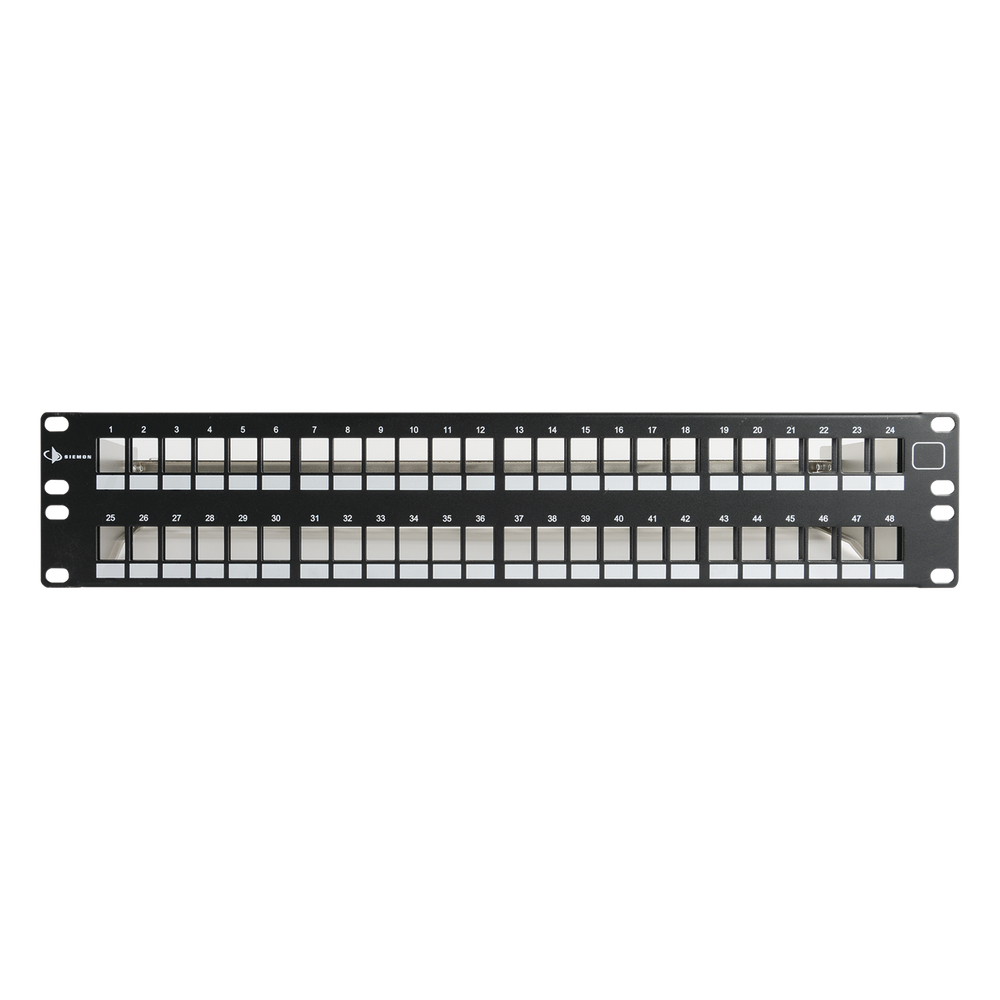 Patch Panel UTP Keystone de 48 Puertos Modular (Vacío), Plano, 2UR, Compatible con Jacks Keystone UTP Z-MAX y MAX
