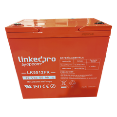 Batería de respaldo  12 V | 55 Ah | AGM | Certificada UL94-V0 Retardante a la Flama | Especial para Seguridad Electrónica | UPS  | Sistemas de emergencia | Vida útil 5 años | Terminales T2