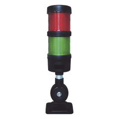 Torre LED Indicadora de estado de 2 niveles color Rojo y Verde, con Buzzer integrado a 85 dB,  a 24 VCD con Montaje incluido de 60 mm de diámetro