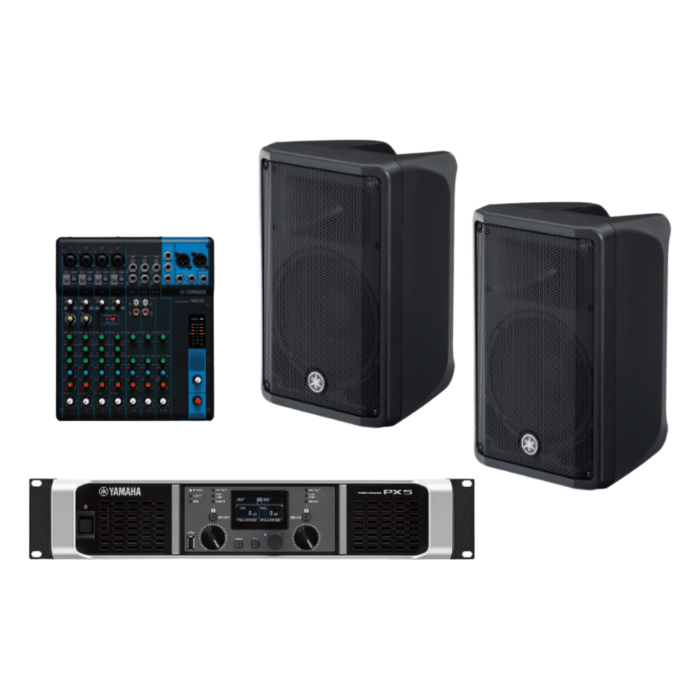 Kit Refuerzo Sonoro y Mixer | Incluye 2 Bocinas CBR10 | Amplificador PX5 | Mezclador MG10 | Ideal para PA
