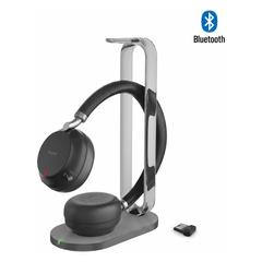Auriculares supraaurales Yealink BH76 Plus Stereo UC Edition con base de carga/Bluetooth 5.3 con adaptador USB-C y A/Cancelación activa de ruido/Usables sobre la oreja y supraaurales