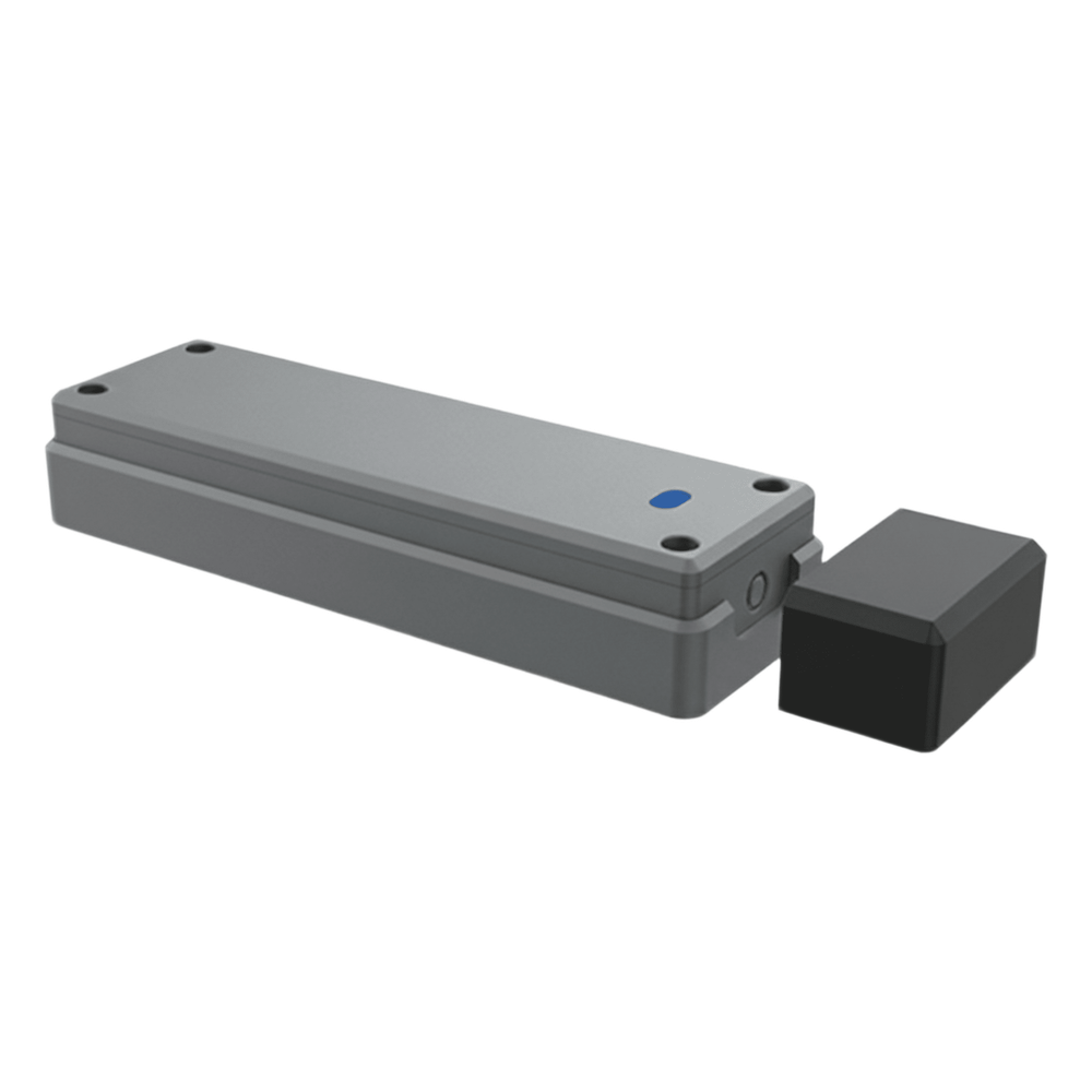 Sensor de Puerta Peatonal Inalámbrico / Tecnología Trio-Frequency Anti Interferencias / Alcance Magnético 25 mm / Batería 3.6V 2600mAh / Vida Útil 2 Años / Compatible con Puertas Seccionales y Batientes / Sensor H
