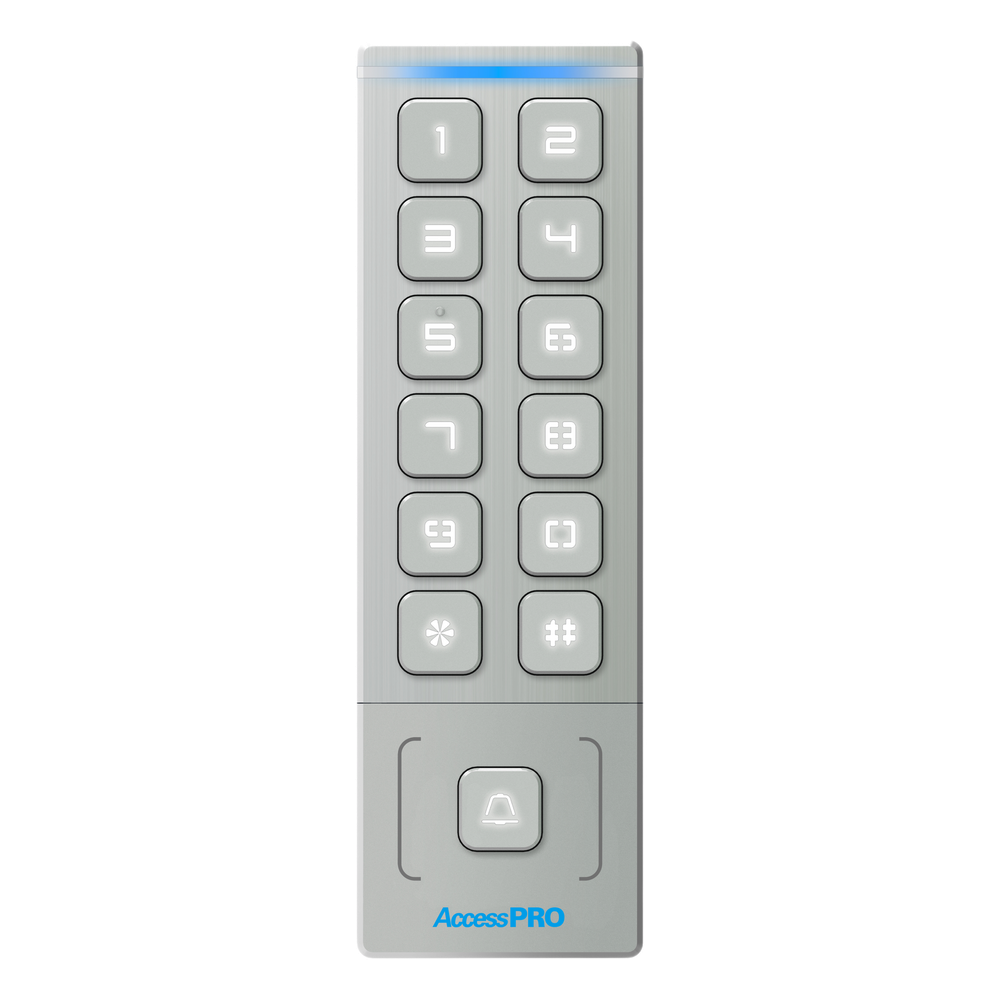 Teclado Autónomo / Diseño Slim Metálico / 1000 Tarjetas y Contraseñas /  Exterior IP65 / Lector de Tarjetas Prox EM / Salida Wiegand