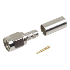 Conector SMA Macho de anillo plegable para cable RG-58/U, Niquel / Oro / Teflón.