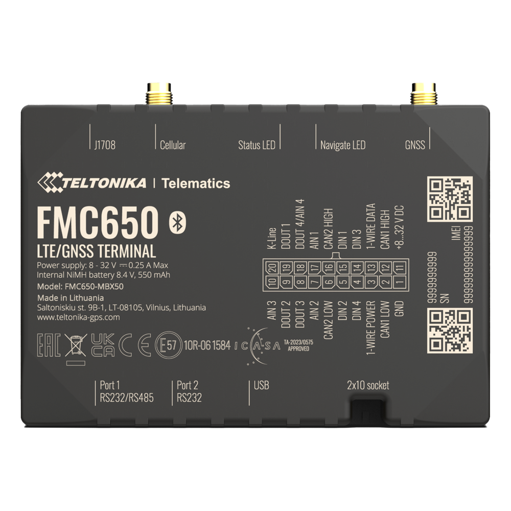 Profesional Rastreador Vehicular (GPS) 4G LTE Cat 1 Con Lectura Can / Bluetooth y Múltiples Entradas y Salidas Digitales
