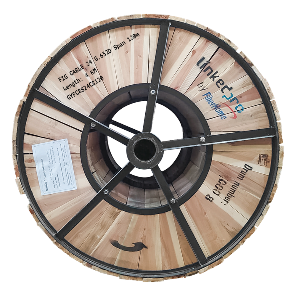 Carrete de 4 Kilómetros (2.49 Millas) de Fibra Óptica Aérea Figura 8 Armada Antirroedor G.652D, Monomodo de 24 Hilos, Exterior, Span 120, Loose Tube