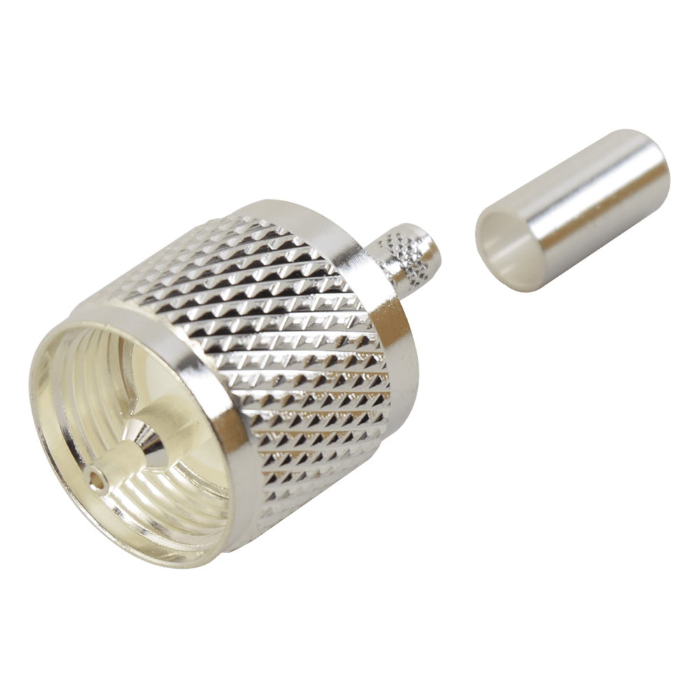 Conector UHF Macho (PL-259) de anillo plegable para cables RG-58/U, RG-142/U.