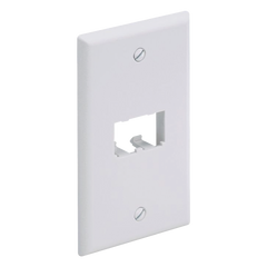 Placa de Pared Vertical Clásica, Salida Para 2 Puertos Mini-Com, Color Blanco