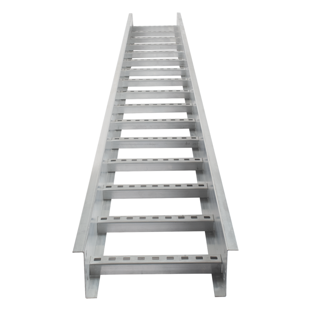 Escalera de Aluminio Portacables / Perfil Z / Peralte 3 1/4" /Paso 9" / Ancho 6" / 3.66 metros / Capacidad Máx. 137 Cables / Incluye Cople Union y Tornillería
