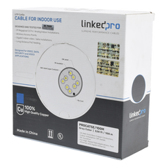 Cable Cat5e de Alto Rendimiento, con Certificaciones ETL, UL, Color Gris, de 100 Metros (328 Pies) para Aplicaciones en CCTV, Redes de Datos. Uso Interior.