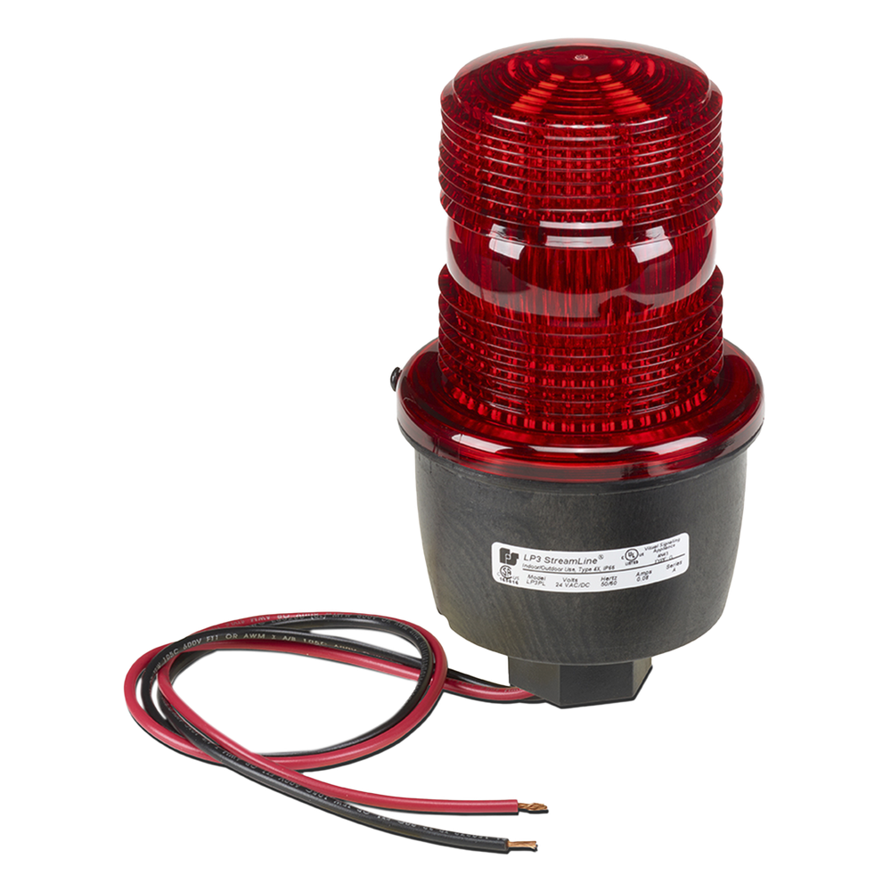 Luz de advertencia LED serie Streamline, 24 Vcc, montaje en tubo, rojo