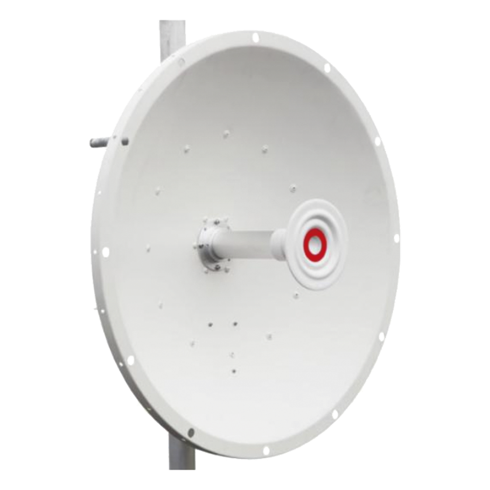 Antena direccional de 2ft, 5.1 a 7.1 GHz, Ganancia 30 dBi, Conectores RP-SMA Hembra, Polarización doble, incluye montaje para torre o mástil