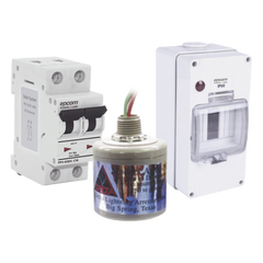 Kit de Centro de Carga Para Corriente Directa, Breaker de hasta  800 Vcc de 16 A con Supresor de Descargas Atmosféricas.