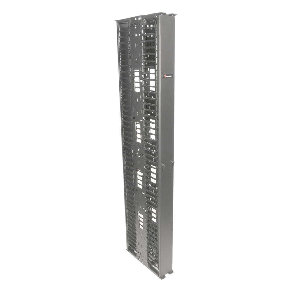 Organizador RouteIT Vertical Doble de 45UR,  Fabricado en Acero Laminado en Frío 16AWG, 6in (152mm) de Ancho