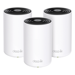 Kit 3 Routers Inalámbricos MESH Interior para Hogar / Doble Banda Wi-Fi 6E AX5400 Mbps / 3 Puerto Gigabit WAN/LAN / 4 Antenas Internas / Administración Mediante la App Deco (iOS, Android) / Protección HomeShield